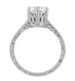 Art Deco Filigree Scrolls Tiara Crown 1.27 Carat Solitaire Diamond Engraved Engagement Ring in 18 Karat White Gold