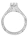 Art Deco Crown Filigree Scrolls Engraved 1/3 Carat Solitaire Diamond Engagement Ring in 18 Karat White Gold