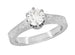 Filigree Scrolls Engraved Solitaire Diamond Art Deco Crown Engagement Ring in 18 Karat White Gold