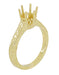 Art Deco Yellow Gold 1 Carat Crown Filigree Scrolls Engagement Ring Setting - 14K or 18K