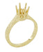 Art Deco Yellow Gold 3/4 Carat Crown Filigree Scrolls Engagement Ring Setting