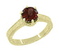 18 Karat Yellow Gold Art Deco Crown Filigree Scrolls 1.5 Carat Almandine Garnet Solitaire Engagement Ring