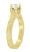 Art Deco Crown Filigree Scrolls Engraved Solitaire Diamond Engagement Ring in 18 Karat Yellow Gold