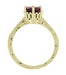 18 Karat Yellow Gold Art Deco Filigree Crown Solitaire 1.5 Carat Rhodolite Garnet Engagement Ring