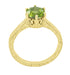 Art Deco Crown Filigree Scrolls 1.25 Carat Peridot Engagement Ring in 18 Karat Yellow Gold