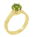 Art Deco Crown Filigree Scrolls 1.25 Carat Peridot Engagement Ring in 18 Karat Yellow Gold