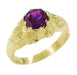 Art Nouveau Flowing Maidens Amethyst Ring in 14 Karat Yellow Gold