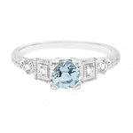 Art Deco 3/4 Carat Aquamarine and Diamond Vintage Style Engagement Ring in Platinum