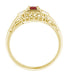 Art Deco Ruby and Diamond Filigree Engagement Ring in 14 Karat Yellow Gold