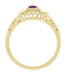 Art Deco Amethyst and Diamond Filigree Promise Ring in 14K Yellow Gold