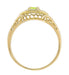 Petite Yellow Gold Art Deco Peridot and Diamond Filigree Ring