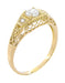 Art Deco Yellow Gold White Sapphires Filigree Low Dome Engagement Ring