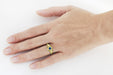 Edwardian Yellow Gold Blue Sapphire and Diamonds Scroll Dome Filigree Engagement Ring