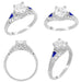 Art Deco 3/4 Carat Filigree Engagement Ring Setting in Platinum with Side Sapphires