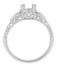 Art Deco 3/4 Carat Filigree Engagement Ring Setting in Platinum with Side Sapphires