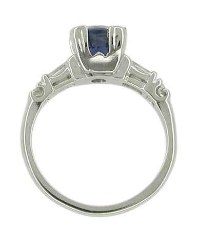 Sapphire and Diamond Platinum Antique Engagement Ring - alternate view