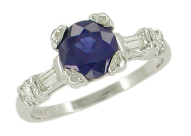 Sapphire and Diamond Platinum Antique Engagement Ring