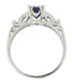 Sapphire and Diamonds Scroll Art Deco Engagement Ring in Platinum