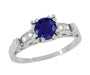 Sapphire and Diamonds Scroll Art Deco Engagement Ring in Platinum