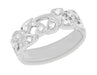 Retro Moderne Vines and Leaves Filigree Diamond Wedding Band in Platinum