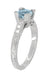 Art Deco 1 Carat Aquamarine and Diamonds Engraved Engagement Ring in 18 Karat White Gold