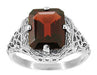 Art Deco Flowers and Leaves Almandine Garnet Filigree Ring in 14 Karat White Gold