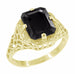 14 Karat Yellow Gold Art Deco Filigree Emerald Cut Black Onyx Ring