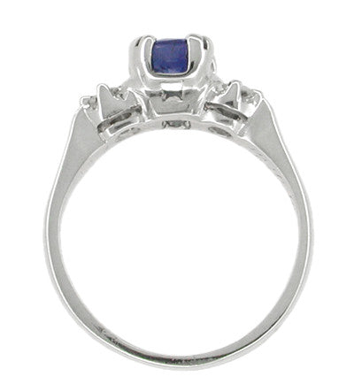 Sapphire and Diamonds Platinum Antique Engagement Ring - Item: R293 - Image: 2