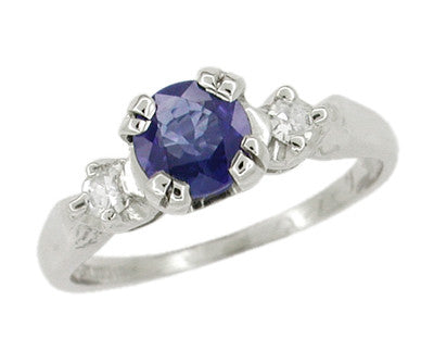 Sapphire and Diamonds Platinum Antique Engagement Ring