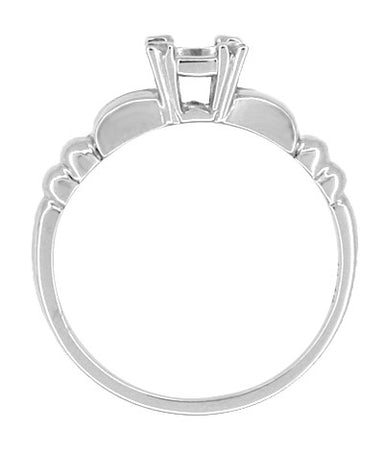 Mid Century Vintage Style 1/3 Carat Engagement Ring Mounting in 14 Karat White Gold - alternate view