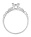 Mid Century Vintage Style 1/3 Carat Engagement Ring Mounting in 14 Karat White Gold
