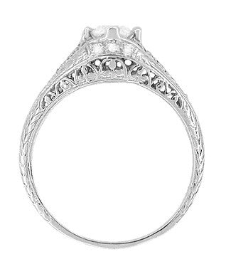 Art Deco Ansonia Filigree Diamond Engagement Ring in Platinum - Item: R296 - Image: 3