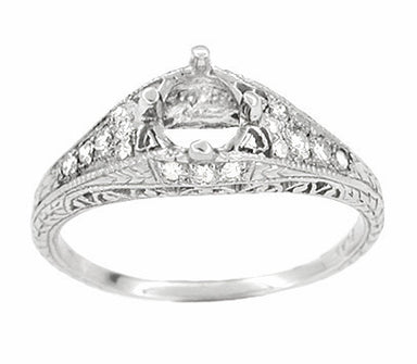 Art Deco 2/5 Carat Diamond Ansonia Filigree Engagement Ring Setting in Platinum | 5mm - alternate view