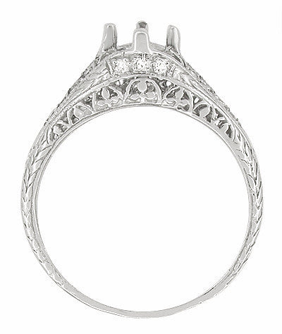 Art Deco 2/5 Carat Diamond Ansonia Filigree Engagement Ring Setting in Platinum | 5mm