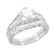 Belnord Art Deco Filigree Diamond Wheat Engraved Engagement Ring Semimount in Platinum