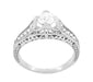 Belnord Art Deco Filigree Diamond Wheat Engraved Engagement Ring Semimount in Platinum