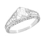 Belnord Art Deco Filigree Diamond Wheat Engraved Engagement Ring Semimount in Platinum