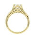 Belnord 18 Karat Yellow Gold Engraved Art Deco Filigree Diamond Engagement Ring