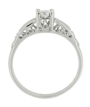Beresford Art Deco Filigree Solitaire Engraved Diamond Engagement Ring in Platinum - Item: R297 - Image: 3