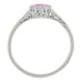 Art Deco Square Frame Filigree Natural Pink Sapphire Engagement Ring in White Gold
