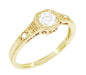 Yellow Gold 1930's Art Deco Filigree Low Profile Diamond Engagement Ring