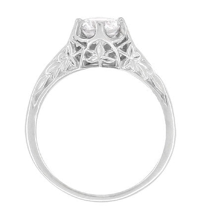 Art Deco Platinum 3/4 Carat Crown of Leaves Filigree Engagement Ring Setting - Item: R299P - Image: 6