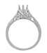 Art Deco Platinum 1/4 - 1/3 Carat Crown of Leaves Filigree Engagement Ring Setting