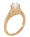 Art Deco Crown of Leaves Vintage Filigree 0.45 Carat Diamond Solitaire Engagement Ring in 14 Karat Rose Gold