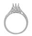 Art Deco 1/4 - 1/3 Carat Crown of Leaves Filigree Engagement Ring Setting in 14K or 18K White Gold