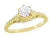 Art Deco 1/2 Carat Crown of Leaves Filigree Solitaire Diamond Engagement Ring in 18 Karat Yellow Gold