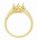 Art Deco Yellow Gold 3/4 Carat Crown of Leaves Filigree Engagement Ring Setting