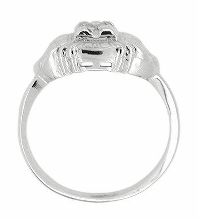 Art Deco East West Engraved Diamond Ring in 14 Karat White Gold - Item: R304 - Image: 2
