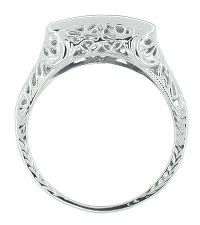 Art Deco Sapphire and Diamond Filigree 4 Stone Ring in 14 Karat White Gold - Item: R305 - Image: 2