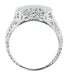 Art Deco Sapphire and Diamond Filigree 4 Stone Ring in 14 Karat White Gold